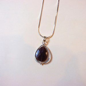 Sterling Silver Brown Gemstone Necklace